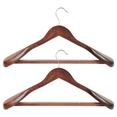 Lala Gongbang 飯店式高級原木木質防滑西裝衣架, 2個, 胡桃木