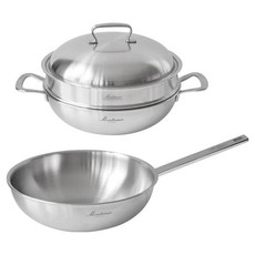 Montreux 316全五層派對炒鍋 + 不鏽鋼宮廷炒鍋組, 1套, 28cm