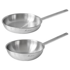 Montreux 電磁爐 316 全五層 2件組 2個, 單一顏色, 1套, 不鏽鋼平底鍋 24cm + 不鏽鋼中式炒鍋 24cm