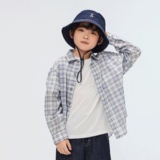 兒童夏季格紋長袖襯衫