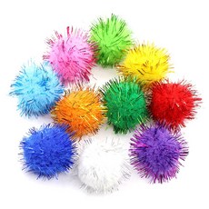 둥둥펫 고양이 장난감 시선강탈 반짝이 폼폼볼, 랜덤발송, 10개