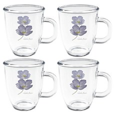 바칠레 내열감성 강화유리 머그컵 375ml, 코즈메아, 4개 코즈메아, 4개