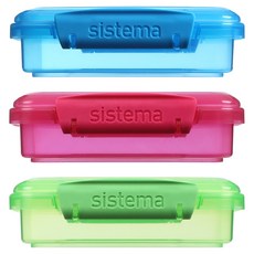 Sistema 사각 칼라 밀폐용기 3종 세트, 1세트, 200ml(3P)