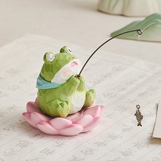 미미네아쿠아 어항장식품 모조 낚시하는 귀여운 개구리, 2개