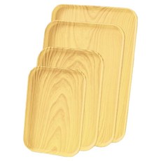 그린허그 나무무늬 플라스틱 쟁반 4종 세트, 라이트우드, 1세트