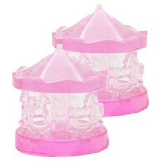 미미네아쿠아 크리스탈 회전목마 어항 장식품 핑크, 2개