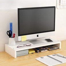 파보라보 심플 목재 모니터 받침대 40 x 18 x 6 cm, 화이트