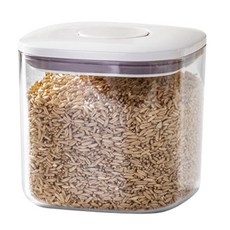 寵物密封儲糧桶 大口徑方形款 透明色/白色 1L 寵物飼料儲存 密封防潮, 1個