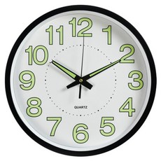 夜光簡約時尚大數字靜音掛鐘,黑色