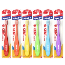 KENT. 兒童超細毛幼兒牙刷, 1套, 紅色、橙色、檸檬色、綠色、藍色、紫色, 6件