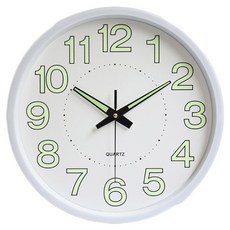 夜光簡約時尚大數字靜音掛鐘 白色 30公分