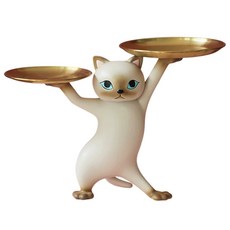 妖嬈貓托盤擺件, 灰色