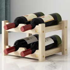 Allincell 日常雙層4瓶酒架 24 x 22.3 x 16.5 cm, 原木1, 1個