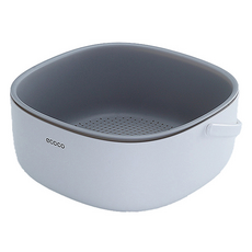 ecoco 意可可 新型寬口徑提籃蔬果洗菜籃, 灰色/白色, 1個