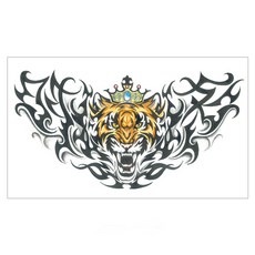 gelluna 刻字 佛陀 鬼怪 龍 老虎 肩膀 大圖 漢娜 紋身 刺青貼紙, 1個, T-213