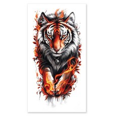 gelluna 男用逼真猛獸老虎手臂指甲花紋身刺青貼紙, T-206, 1個