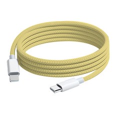 Type-C-Type-C 蘋果彩色编織快充線, 200cm, 鵝黃色, 1條