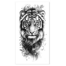 gelluna 男用逼真猛獸老虎手臂指甲花紋身刺青貼紙, T-205, 1個