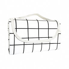 Reddot 紅點生活 時尚格紋便攜沙灘露營野餐墊, 白格紋