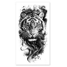 gelluna 男用逼真猛獸老虎手臂指甲花紋身刺青貼紙, T-203, 1個