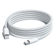 Type-C-Type-C 蘋果彩色编織快充線, 200cm, 亮白色, 1條