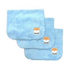 MORINO 摩力諾 超細纖維貼布繡抗菌方巾3件組 MO624, 藍色, 1組