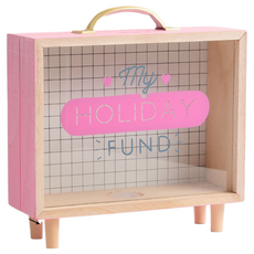 Beneble木質室內裝飾多用途存錢筒 字母粉色, 1個, 混合顏色