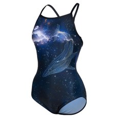 renoma 女款箔鯨魚吊帶連身泳衣 RN-LF2F523, 黑色