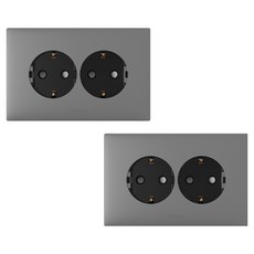Legrand 羅格朗 Apella Magnesium Simple 橫式雙孔埋入式插座, 2個