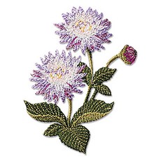 東大門鈕扣王 熱燙刺繡布貼 白頭翁花, 1個, 混合顏色