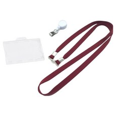 生活智慧 名牌 員工證 掛繩 伸縮扣 證件套組, 酒紅色, 1套