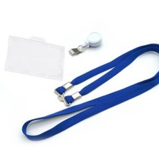 生活智慧 名牌 員工證 掛繩 伸縮扣 證件套組, 藍色, 1套