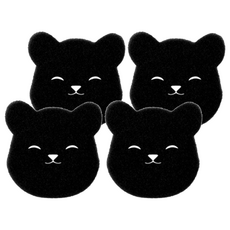 洗衣機小熊魔力黏毛海綿4件組, 1組, 黑色