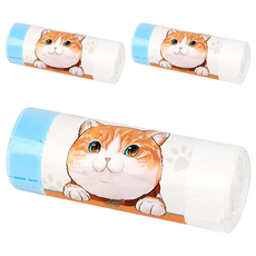 手提抽繩貓砂盆清潔袋 20張, 藍色, 3捲