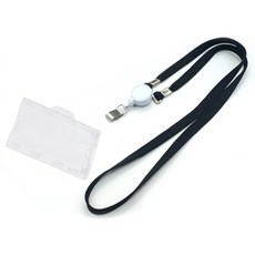 生活智慧 名牌 員工證 掛繩 伸縮扣 證件套組, 黑色, 1套