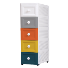 抽屜夾縫儲物收納櫃 密封款 5層, 34 x 18 x 82cm, 莫蘭迪色, 1個