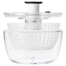 OXO 按壓式蔬菜香草脫水器V4，輕鬆瀝乾蔬菜水果，透明碗設計，防滑底座，方便清洗, 1個, 20.5 x 20.5 x 12cm, 單一顏色