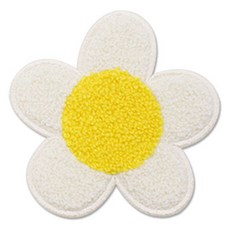 동대문단추왕 열접착식 자수 와펜 보슬이플라워, 화이트, 1개