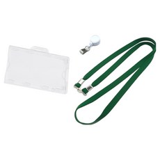 生活智慧 名牌 員工證 掛繩 伸縮扣 證件套組, 綠色, 1套