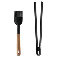 Easy sili NOVA 木柄矽膠廚具2件組, 1套, 油刷 + 夾子, 混合色
