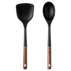 EasySili Nova 木柄矽膠廚具2件組, 1套, 鍋鏟 + 料理匙, 混色