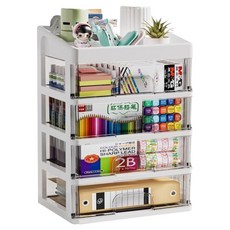 글로어스 책상정리 데스크 오거나이저, 심플 화이트, 5단