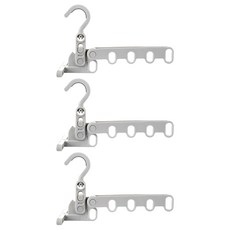 旅行便攜可折疊五孔晾衣架3件組, 白色