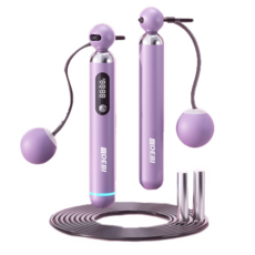 蕉蕉購物 兩用負重跳繩 薰衣草紫 智能計數 有線無線, 1組, 3m