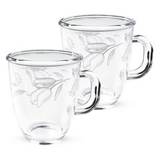 바칠레 홈카페 강화유리 머그컵 375ml, 러블리 플라워, 2개 러블리 플라워, 2개