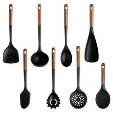 Easy Sili Nova木柄矽膠烹飪工具 8件組, 8件, 1套, 混色