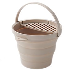 iSETO 伊勢藤 日本製 折疊圓形水桶 露營收納桶 釣魚水桶 8L, 1個, 淺褐色