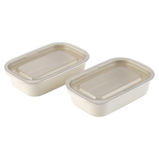 inomata 蓋子可微波便當盒 日本製 淺灰色, 2個