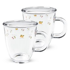 바칠레 홈카페 강화유리 머그컵 375ml, 쁘띠플라워, 2개