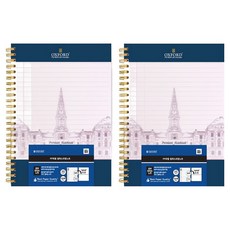 OXFORD PP 레터 좌철 100매 포켓폴더 포함 스프링 유선 노트 A5, 블루, 2개